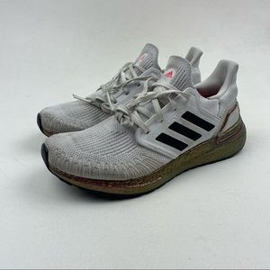 Adidas UltraBoost 20 FV4389 Grey and Signal Coral Running Shoes Size 9